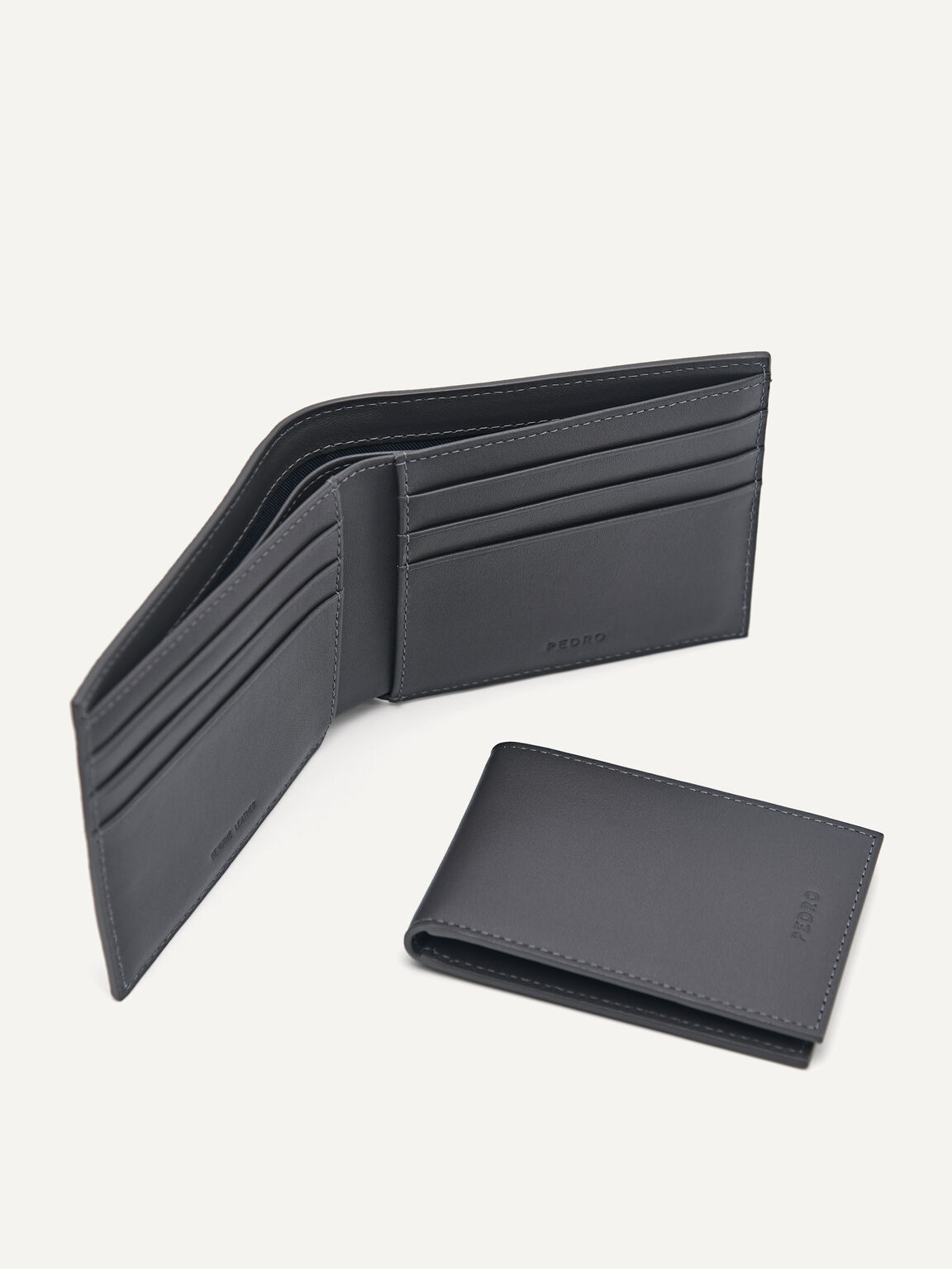 Oliver Leather Bi-Fold Wallet with Insert, Dark Grey, hi-res