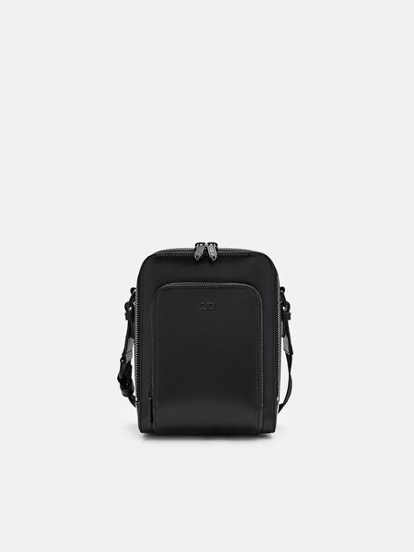 Túi đeo chéo phom chữ nhật Icon Leather, Đen, hi-res