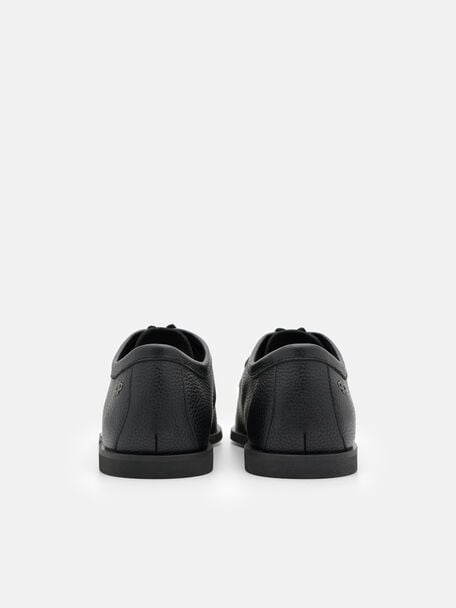 Tumbled Leather Moc-Toe Derby Shoes, Black Tumble, hi-res