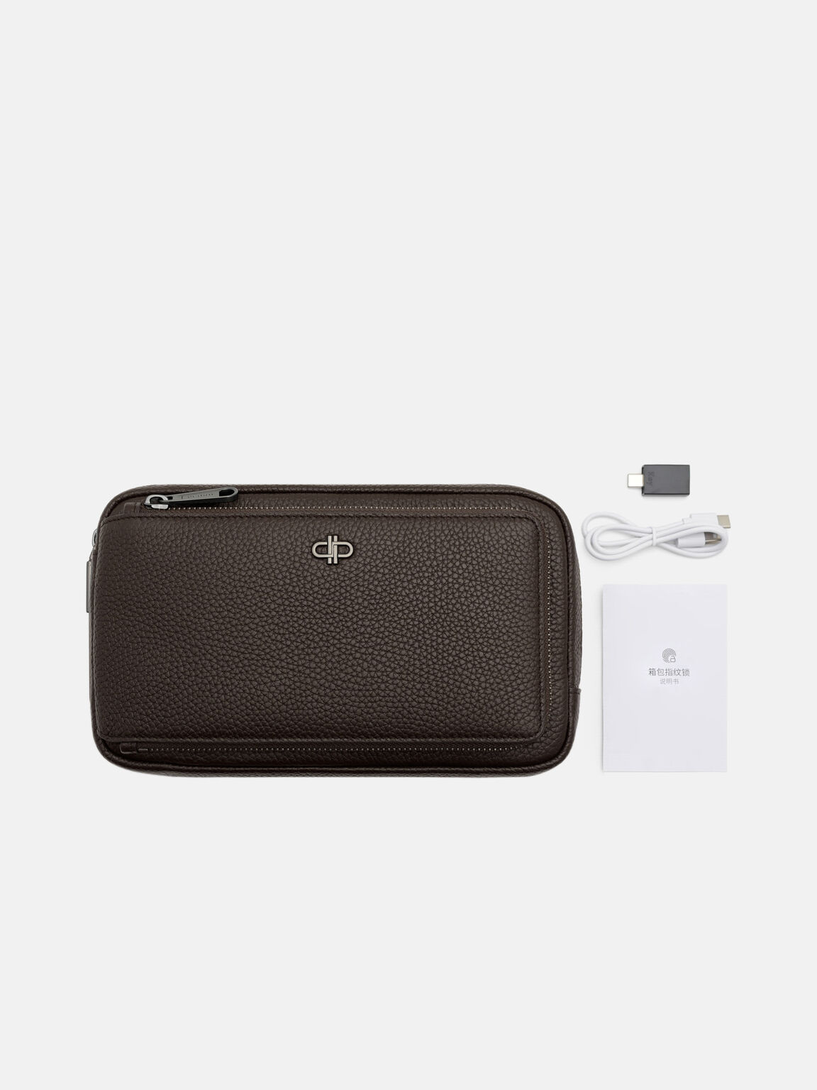 Fingerprint Lock Clutch Bag, Espresso Brown Tumble, hi-res