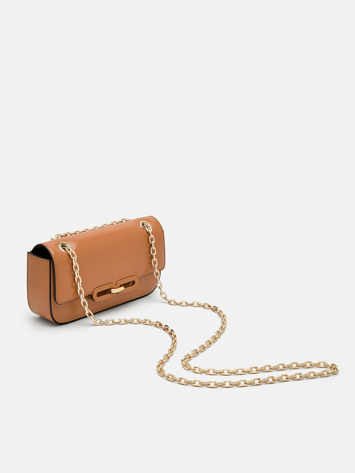 Túi đeo vai phom chữ nhật nắp gập Studio Kate Leather, Vàng Lạc Đà