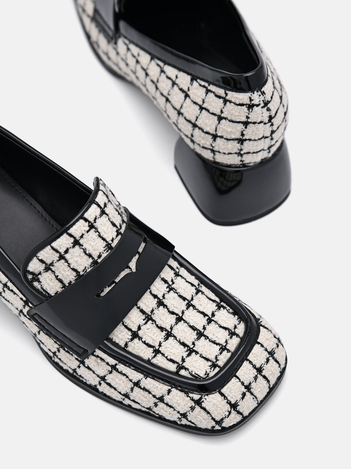 Maggie Leather Tweed Loafers, Chalk, hi-res