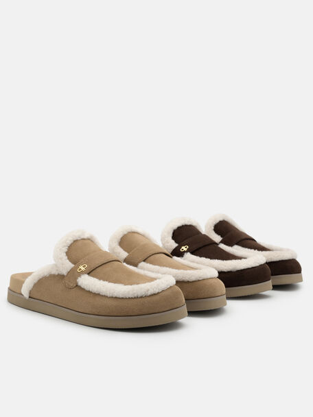Gi&agrave;y mules đế bệt mũi tr&ograve;n, N&acirc;u Đậm, hi-res