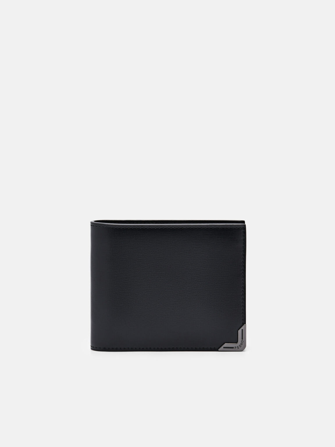 Leather Bi-Fold Flip Wallet, Black, hi-res