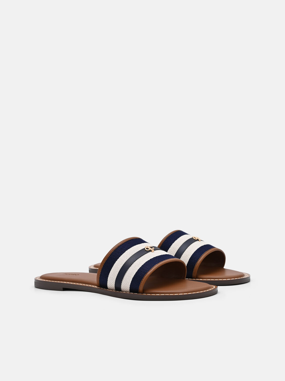 Canvas Slide Sandals, Navy Canvas, hi-res