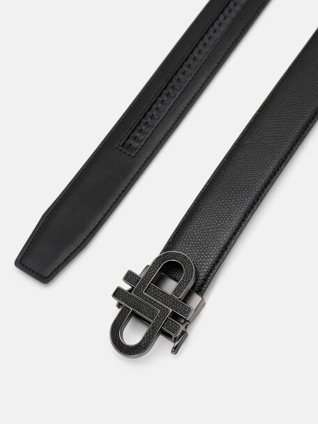 Thắt lưng bản vừa Leather Automatic, Đen dập v&acirc;n, hi-res