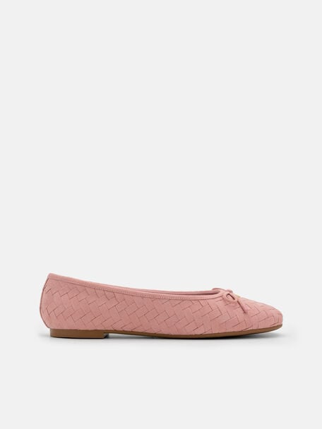 Gi&agrave;y b&uacute;p b&ecirc; đế bệt Anna, Pink Weave, hi-res