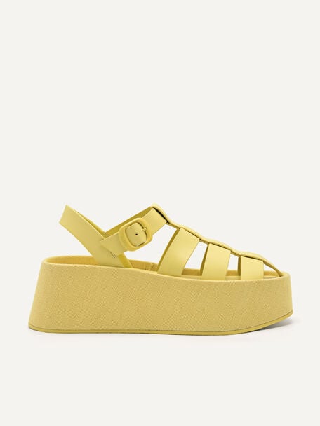 Palma Platform Sandals, Yellow, hi-res