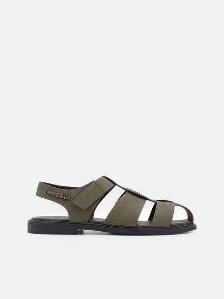 Roman Backstrap Sandals, Military Green, hi-res