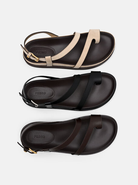 Gi&agrave;y sandals đế bệt mũi tr&ograve;n, Đen, hi-res