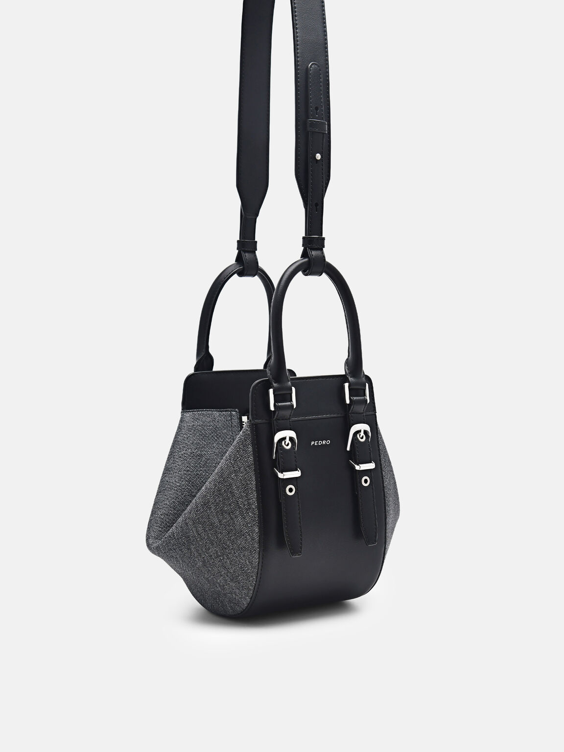 Mara Geometric Handbag, Black, hi-res