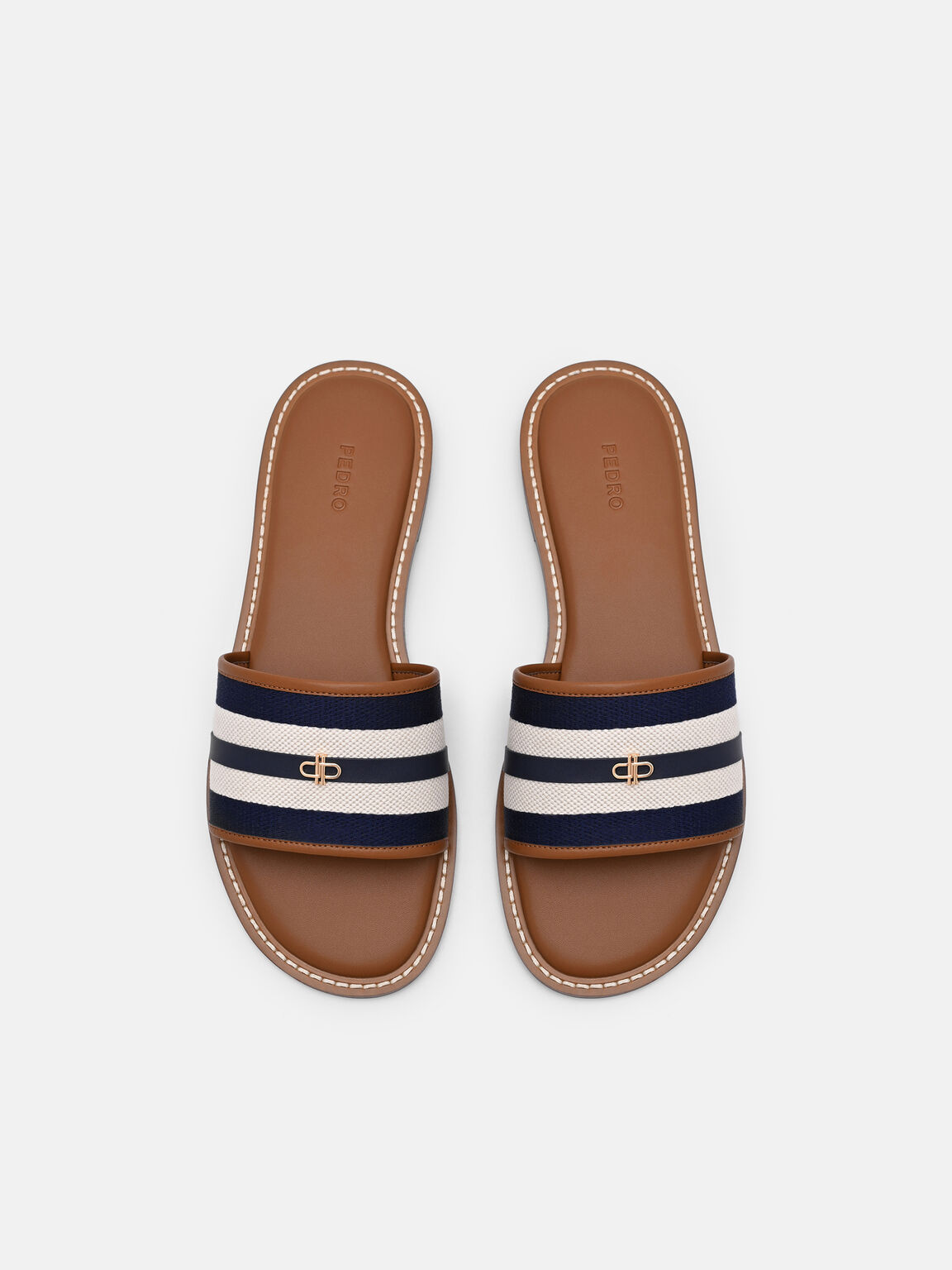 Canvas Slide Sandals, Navy Canvas, hi-res