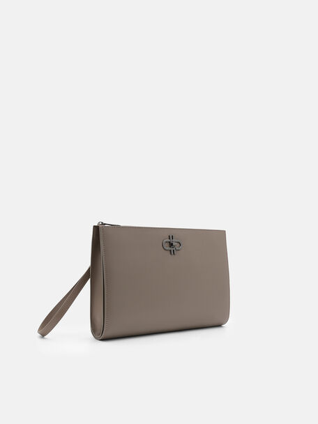 Saffiano Leather Portfolio Bag, Dark Taupe Saffiano, hi-res