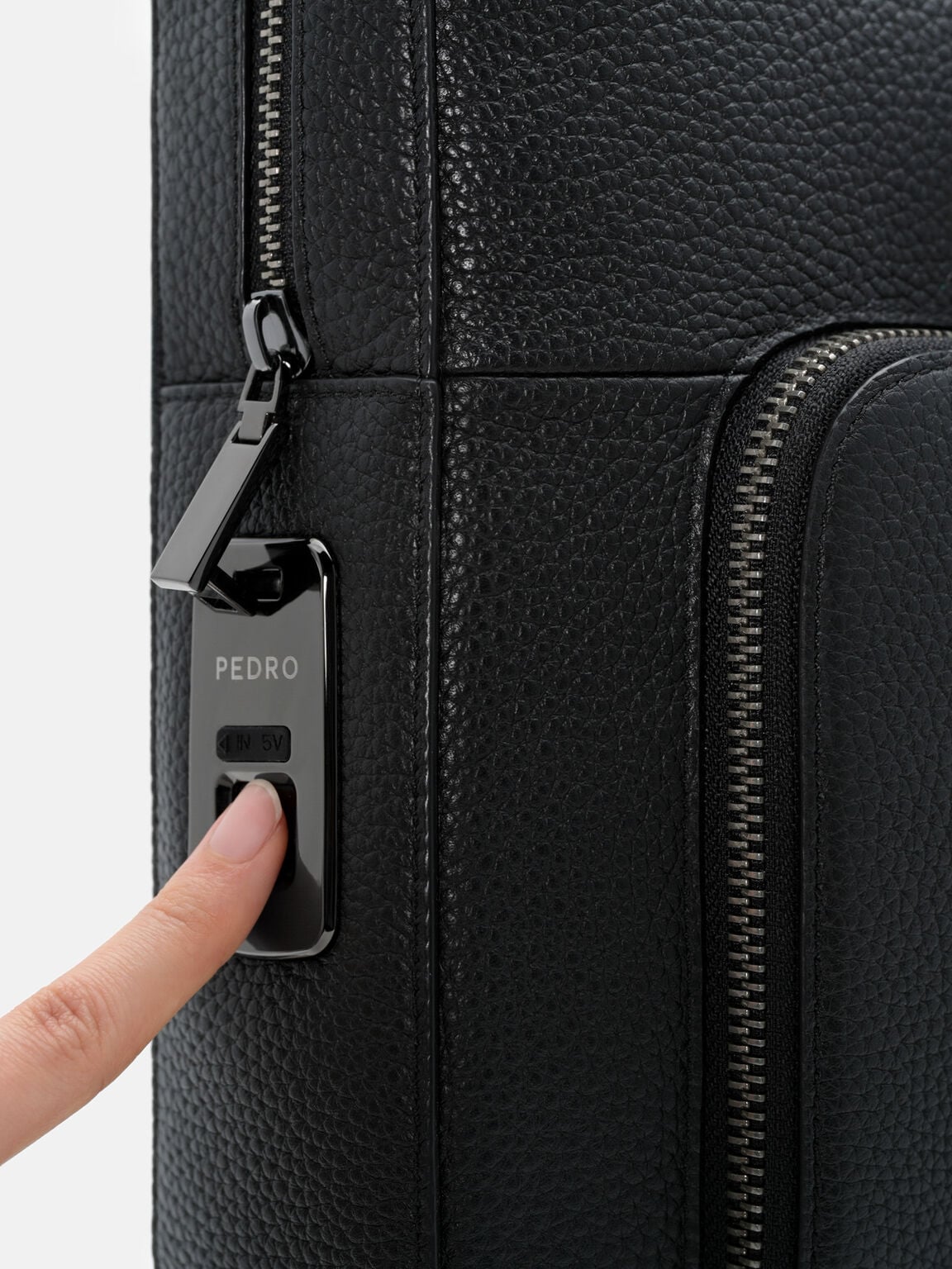 Fingerprint Lock Briefcase, Black Tumble, hi-res