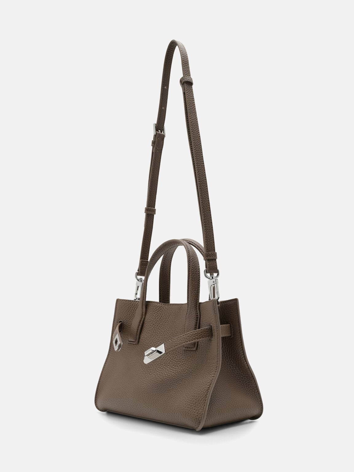 Danielle Small Leather Handbag, Dark Taupe Tumble, hi-res