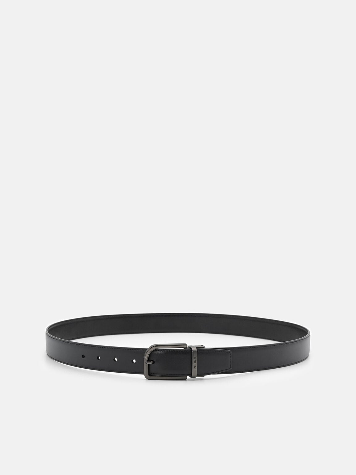 Leather Reversible Pin Belt, Black, hi-res