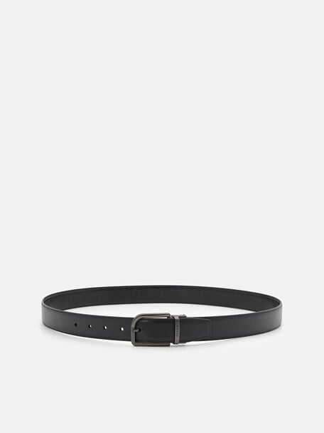 Leather Reversible Pin Belt, Black, hi-res