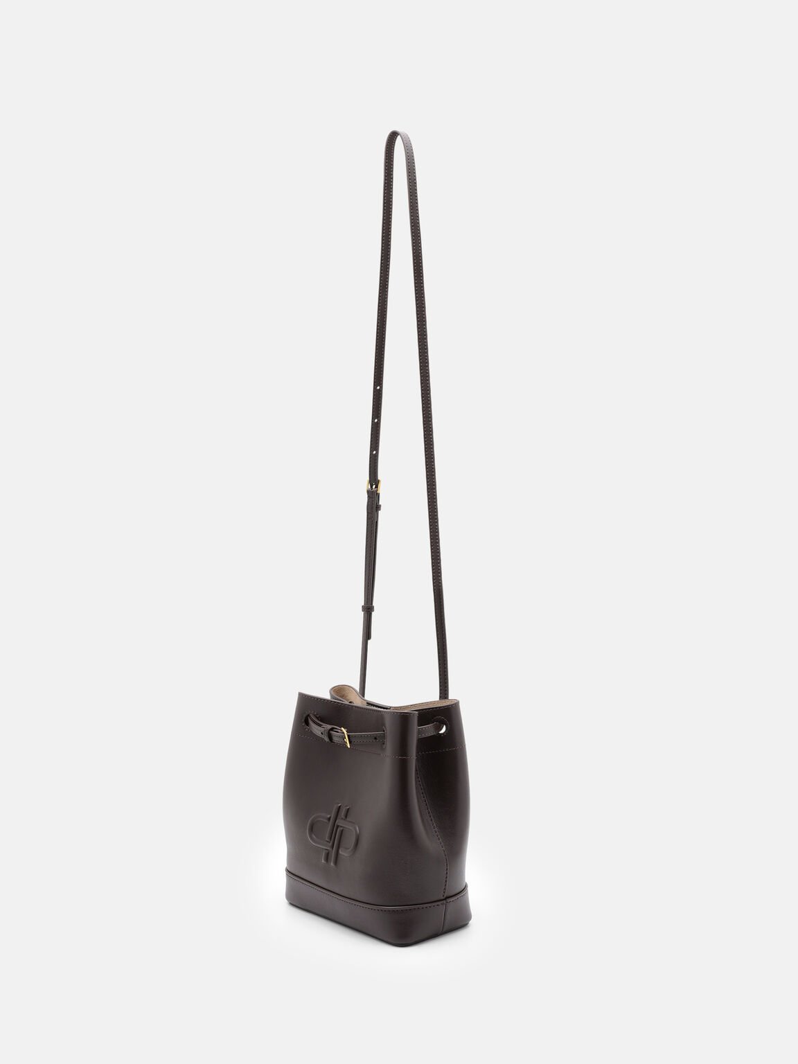 Loli Leather Bucket Bag, Dark Brown, hi-res