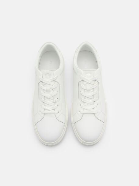 Spencer Leather Sneakers, White, hi-res
