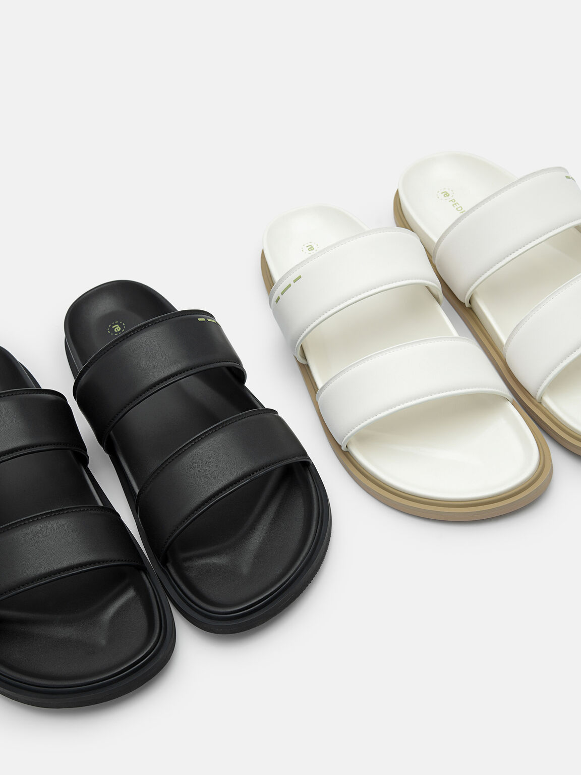 Men's rePEDRO Recycled Leather Slide Sandals, Black, hi-res