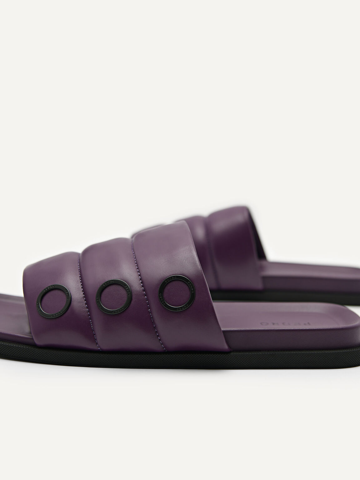 Puff Slide Sandals, Dark Purple, hi-res