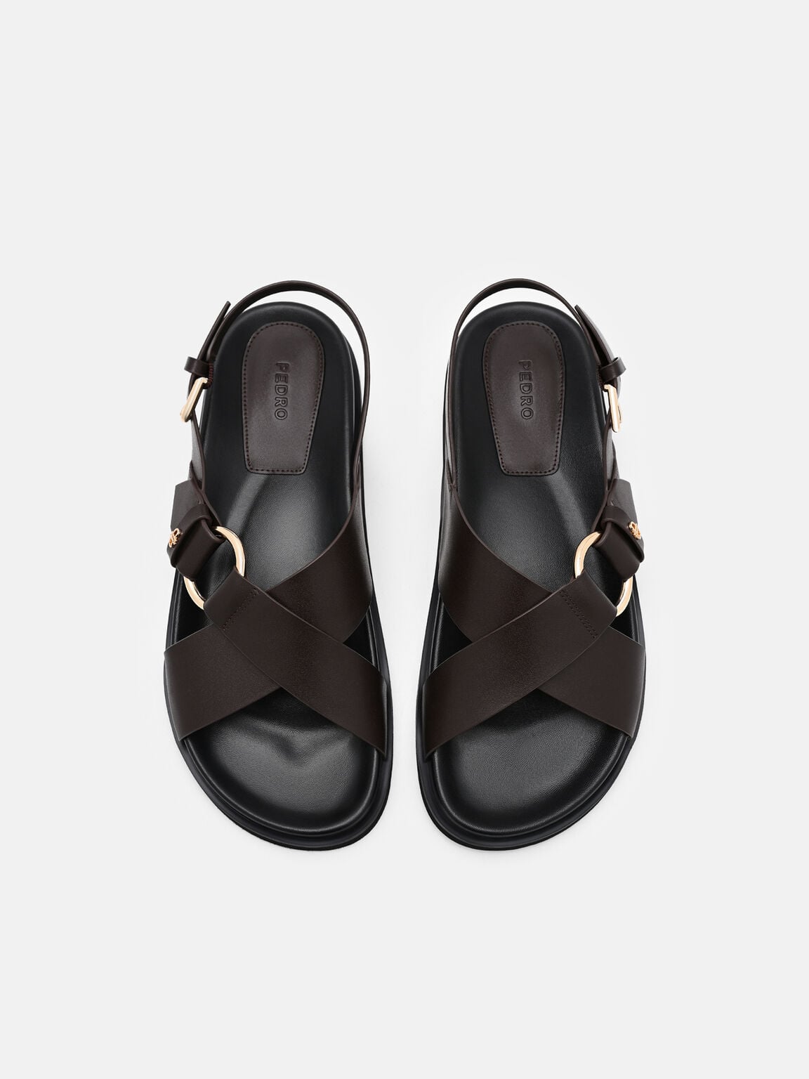 Gi&agrave;y sandals đế bệt Goya, N&acirc;u Đậm, hi-res