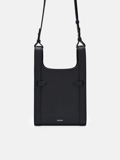 Danielle Leather Sling Pouch, Black Tumble, hi-res