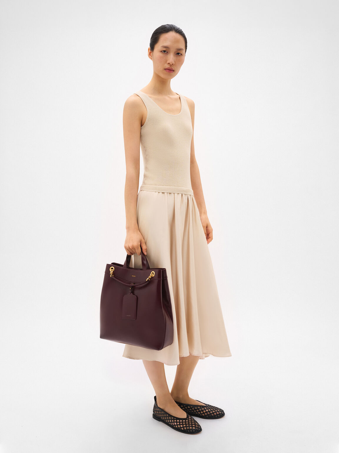 T&uacute;i tote phom chữ nhật Cassier, Wine Wrinkled, hi-res