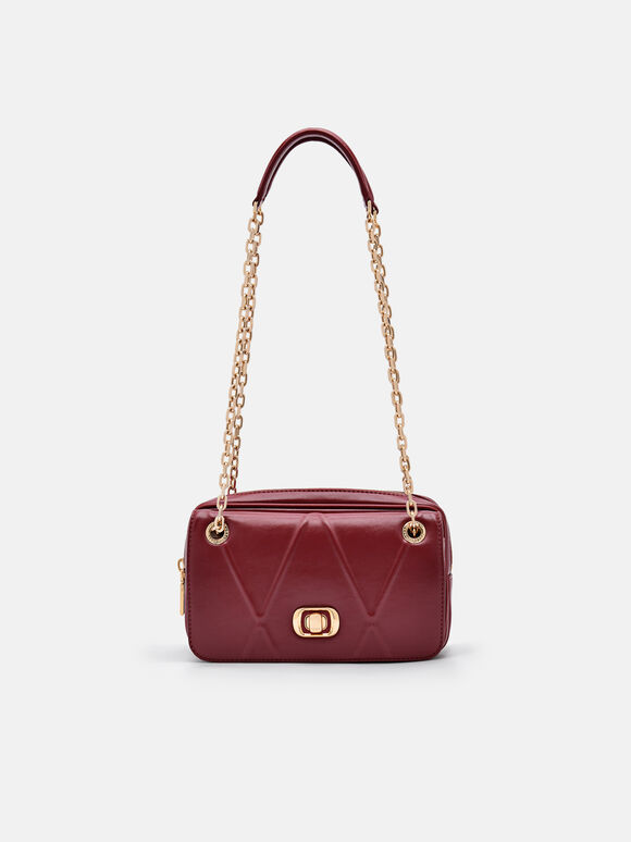 Túi đeo vai phom chữ nhật Effie Mini, Đỏ Rượu Vang, hi-res