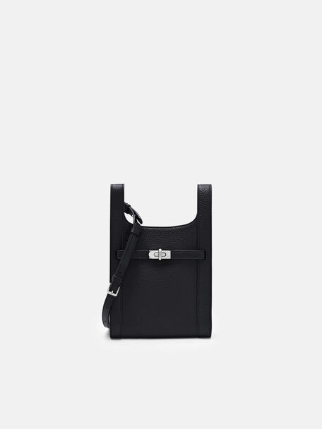 Danielle Leather Sling Pouch, Black Tumble, hi-res