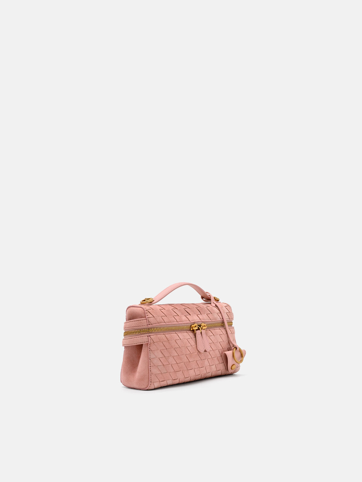 Alyssa Suede Woven Shoulder Bag, Pink Weave, hi-res