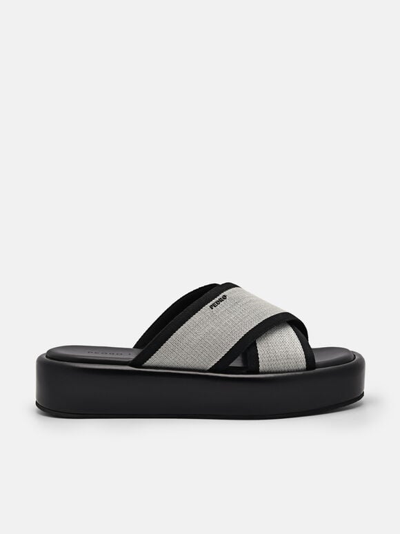 Izzie Wedge Sandals, Black, hi-res