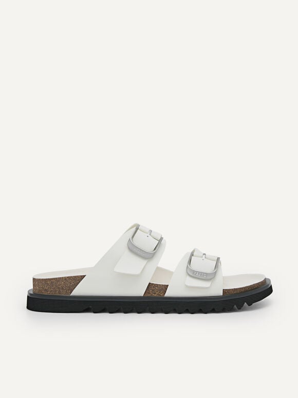 Helix Slide Sandals, White, hi-res