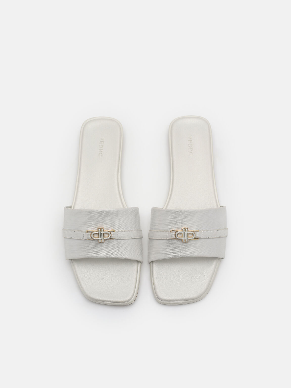 Leather Sandals, Silver, hi-res