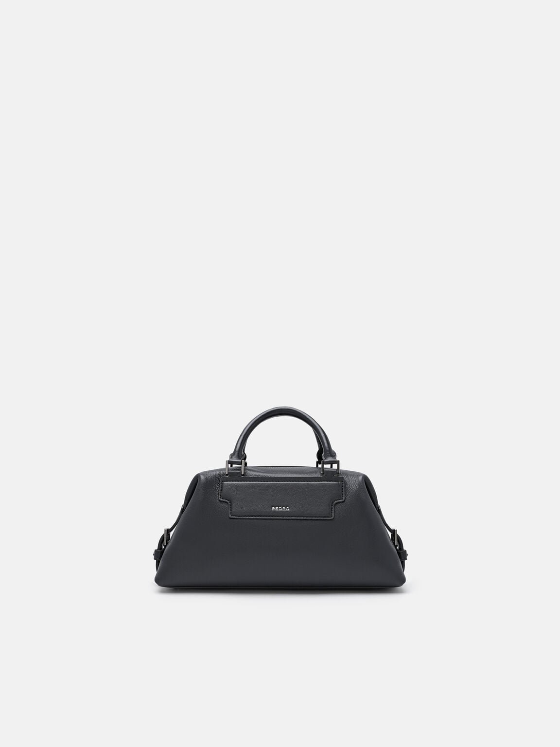 Mirelle Leather Bowling Bag, Dark Grey, hi-res