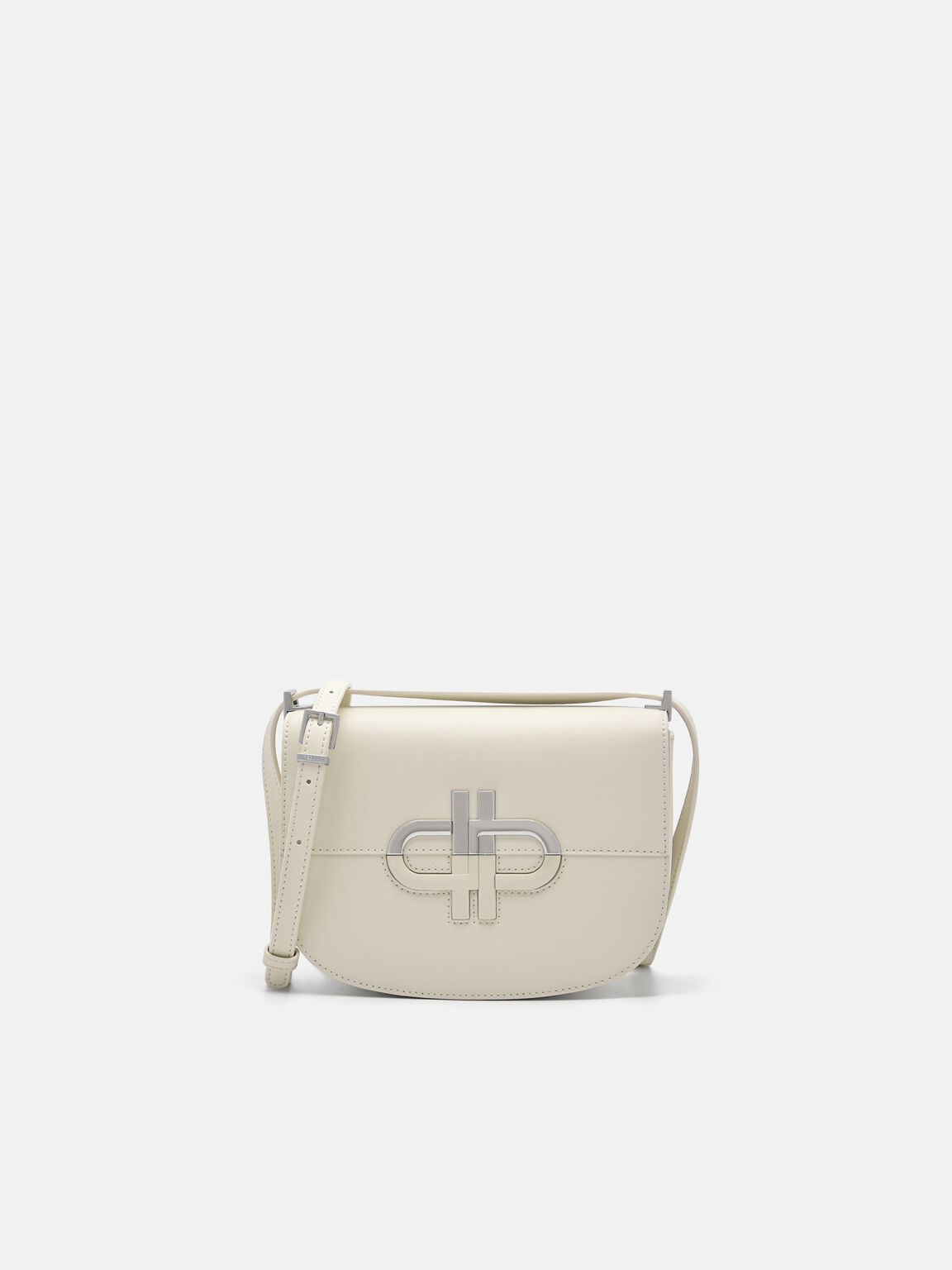 Túi đeo vai nắp gập Icon Leather, Be, hi-res