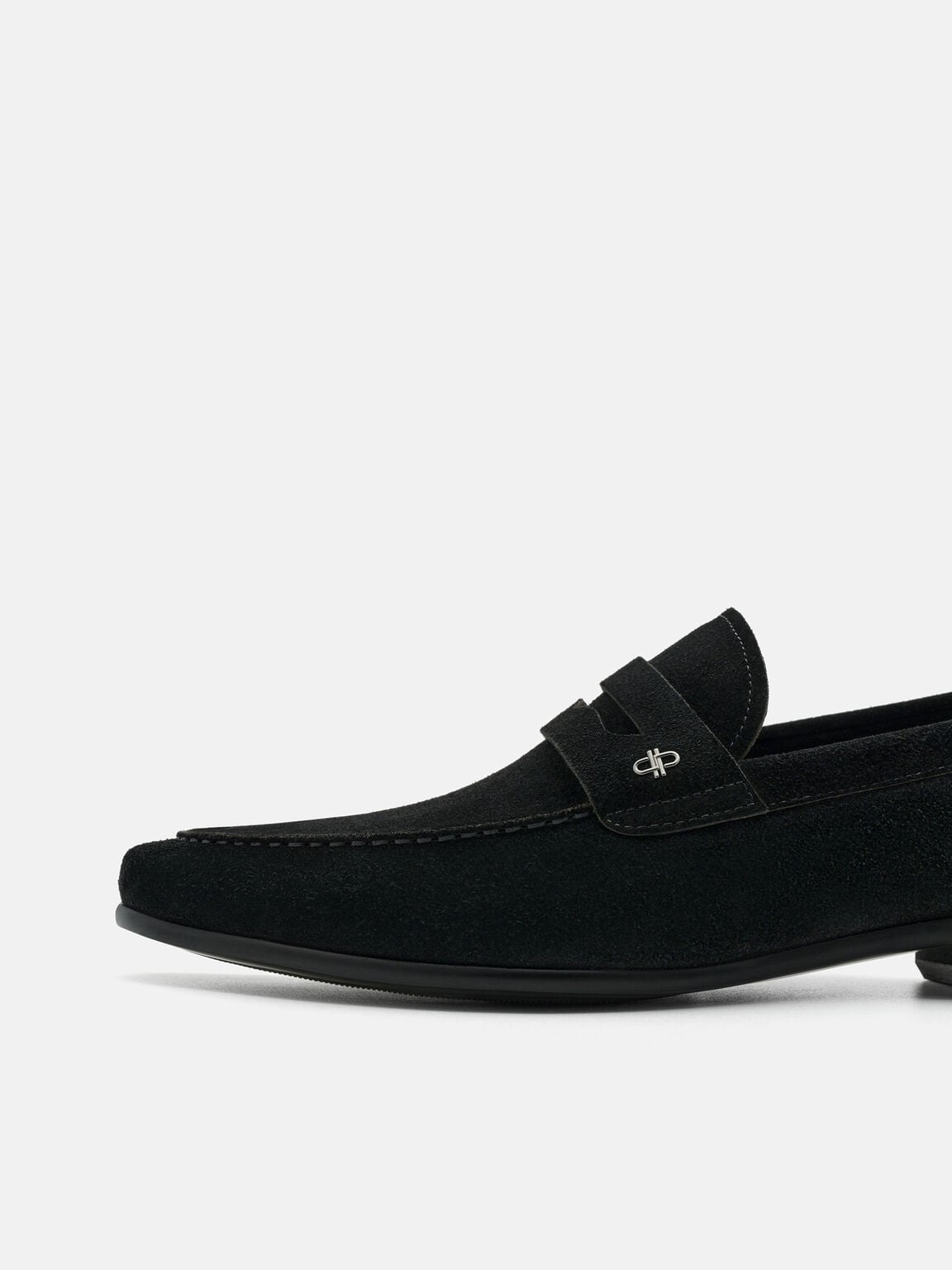 Suede Penny Loafers, Black Suede, hi-res