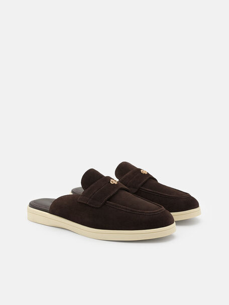 Gi&agrave;y mules đế bệt Roam, Espresso Brown Suede, hi-res