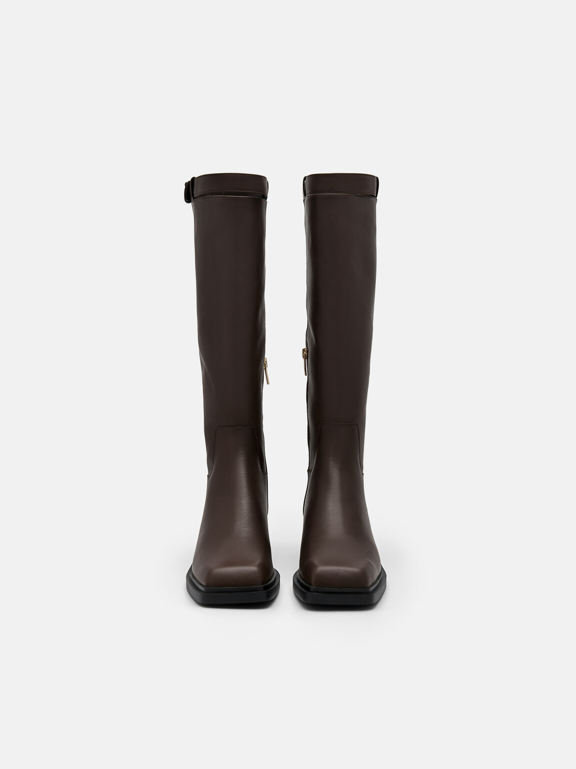Marion Leather Knee Boots, Dark Brown, hi-res