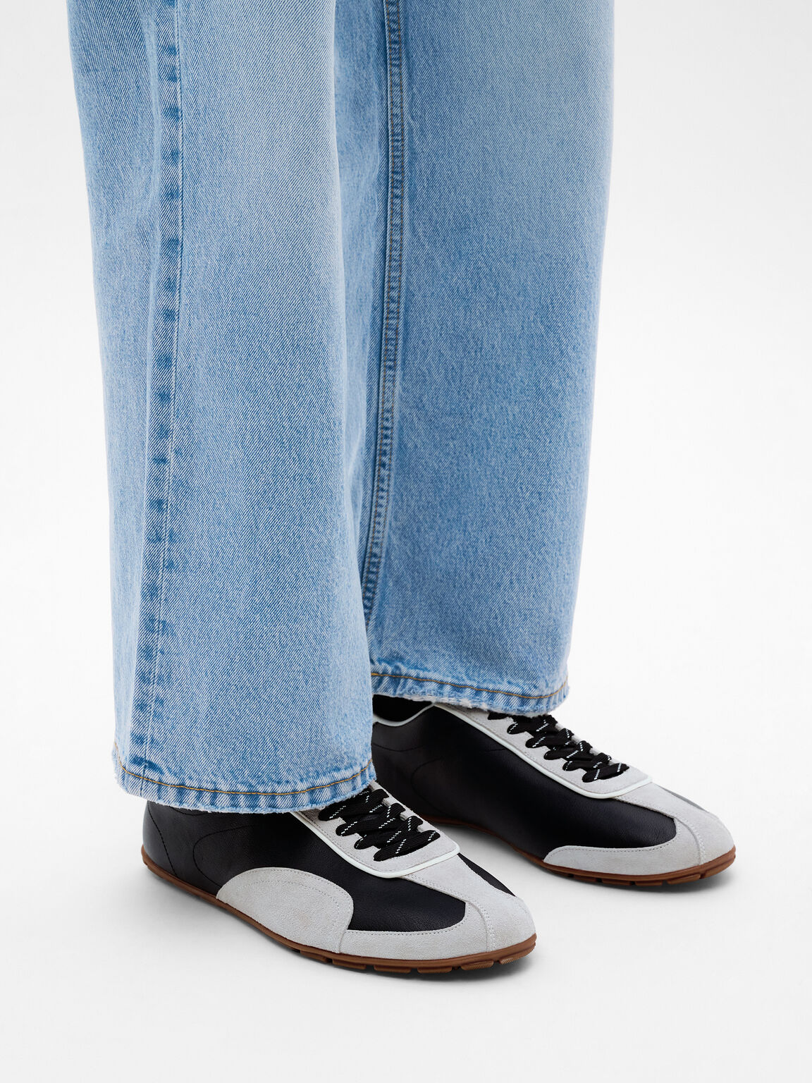 Crest Leather Sneakers, Black, hi-res