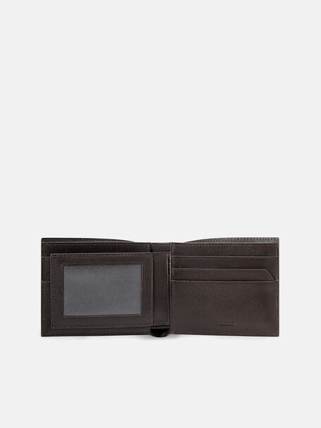 Ví dáng ngắn Leather Bi Fold Insert, Nâu Đậm