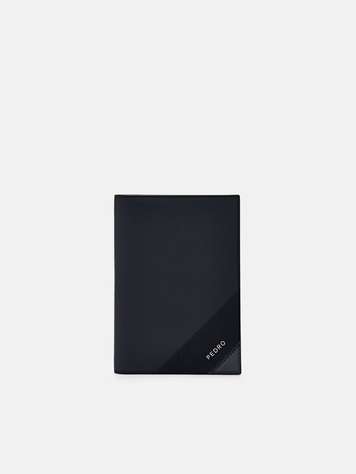 Leather Bi-Fold Passport Holder, Black, hi-res