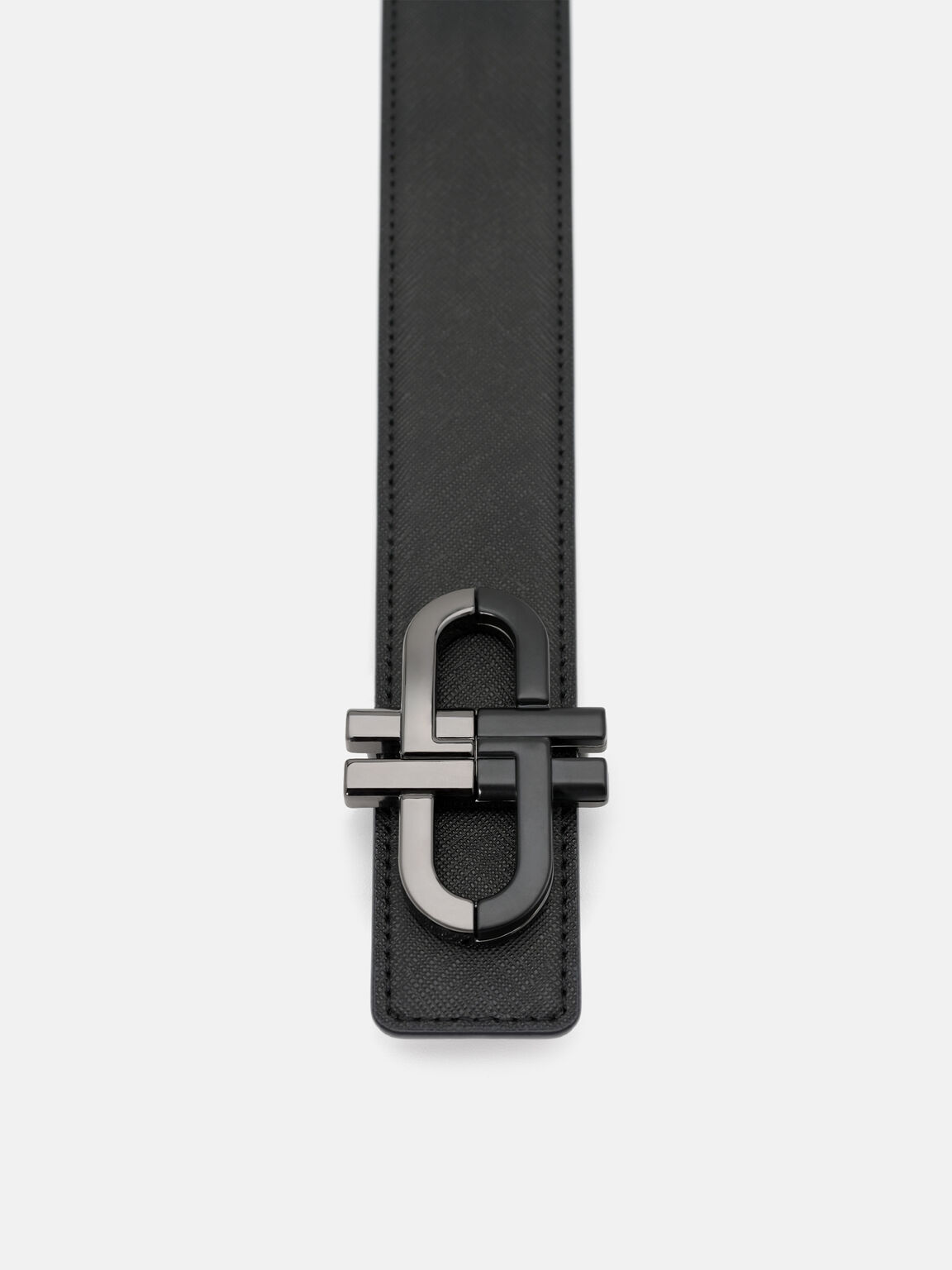 Saffiano Leather Reversible Tang Belt, Black Saffiano, hi-res