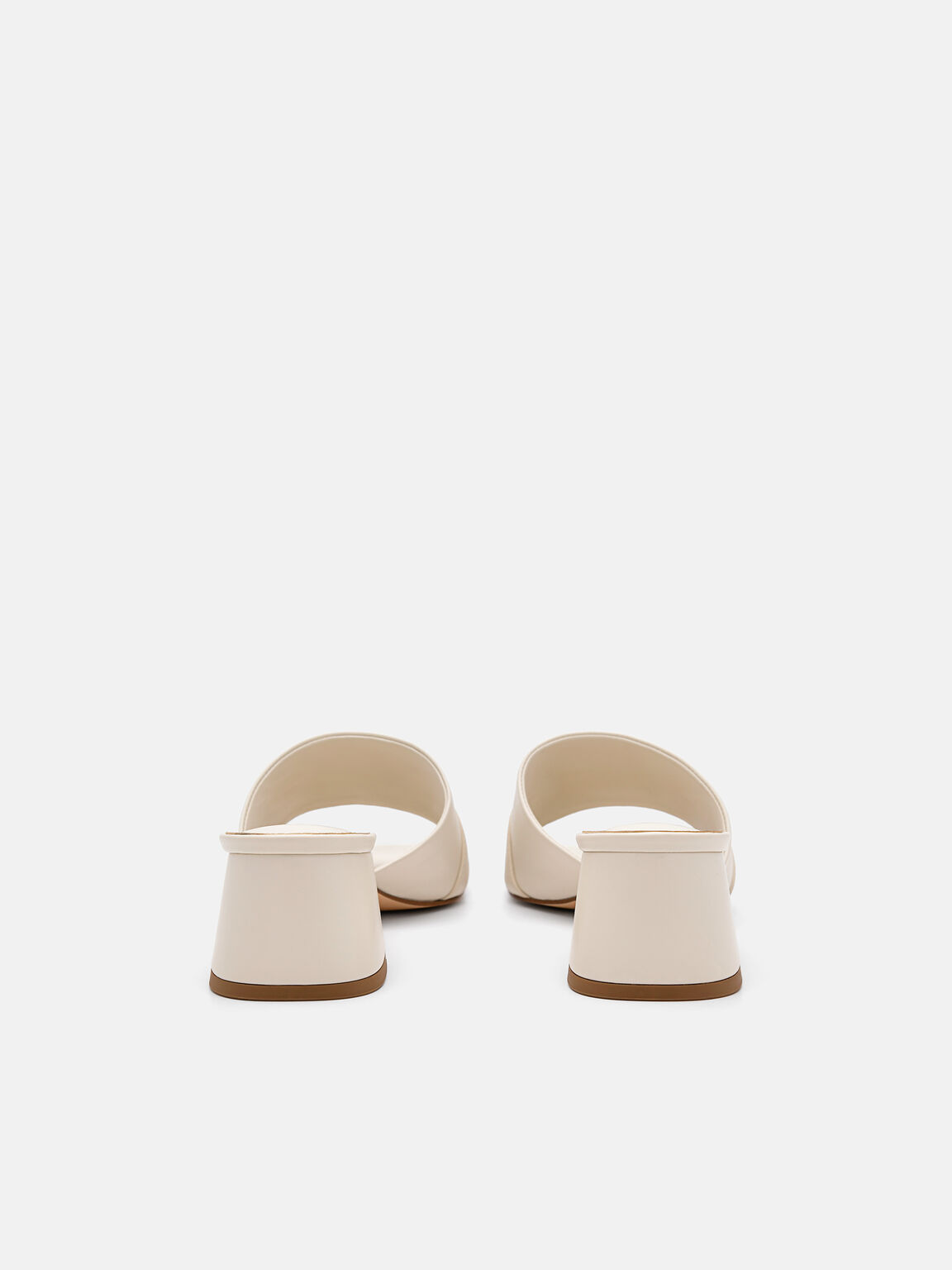 Giày mules cao gót Icon Leather, Phấn, hi-res