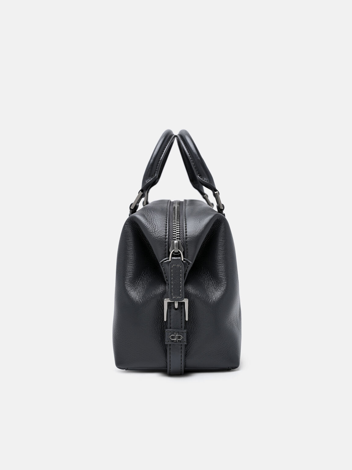 Mirelle Leather Bowling Bag, Dark Grey, hi-res