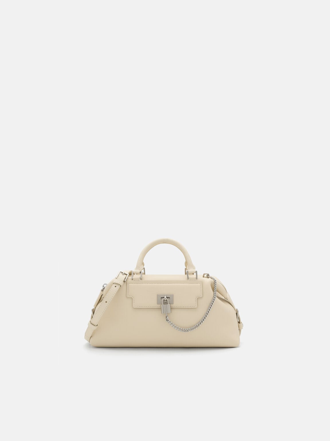 Mirelle Leather Bowling Bag, Beige Tumble, hi-res