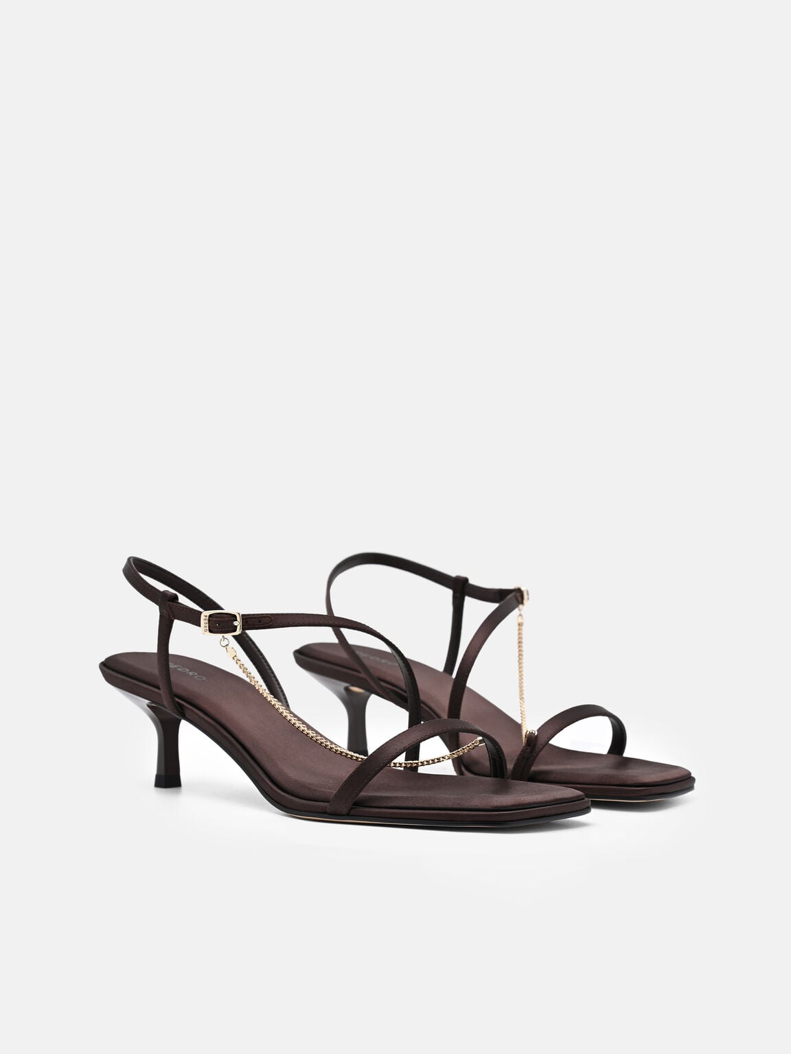 Marland Satin Heel Sandals, Dark Brown Satin, hi-res