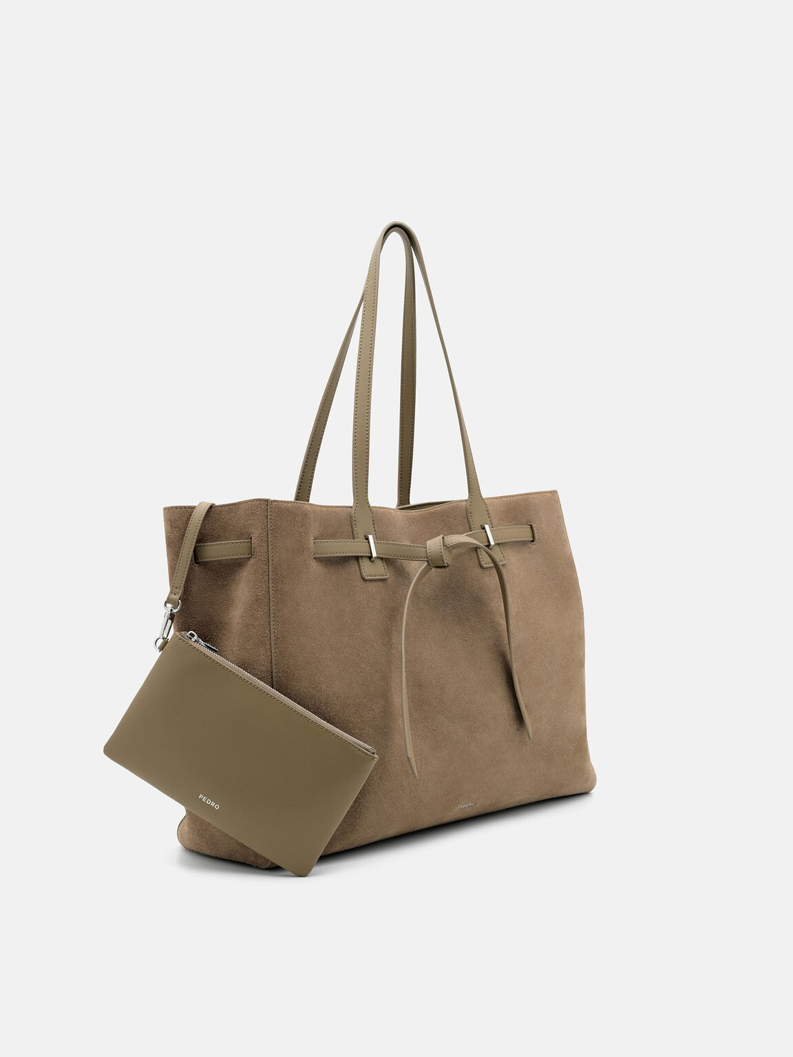 Demi Oversized Suede Tote Bag, Olive, hi-res