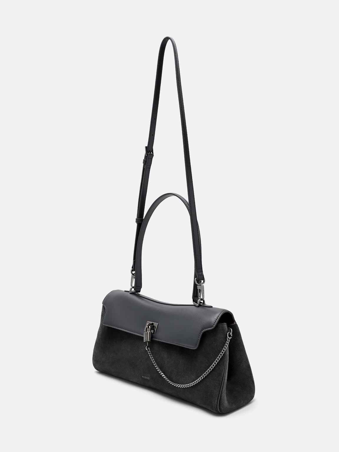 Mirelle Leather Shoulder Bag, Dark Grey, hi-res