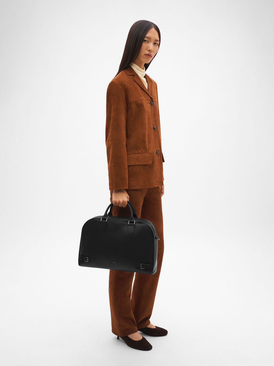Tate Leather Duffel Bag, Black Embossed, hi-res
